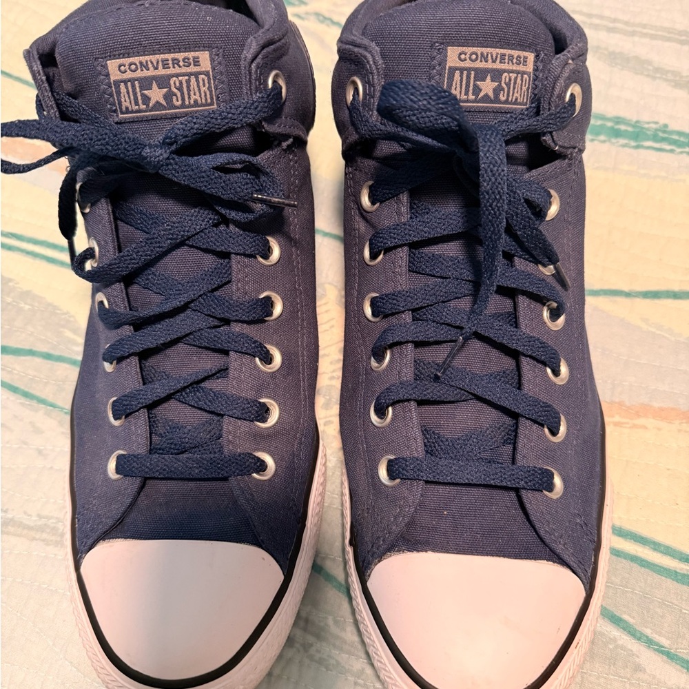 Converse Men’s Navy High-Top Sneakers - Picture 2 of 10